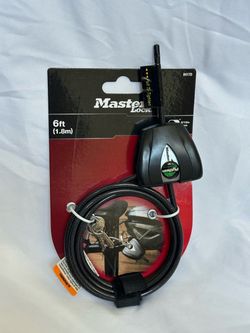 New Master Lock Black Python Bike Lock with Key Adjustable Metal Cable