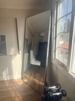 Tall Satin Nickel Framed Mirrors
