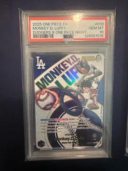 2025 One Piece EN Monkey D. Luffy Dodgers X One Piece Night PSA 10 Gem Mint