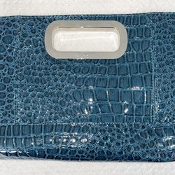 New York & Co Faux Crocodile Women’s Turquoise Clutch Purse - Excellent Shape