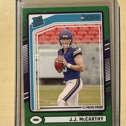2024 Donruss JJ McCarthy Rated Rookie Green Press Proof Vikings