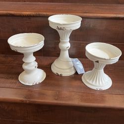 Set Of 3 Rustic Metal Candle Holder 