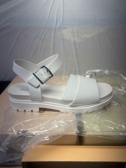 White Platform Sandals with Ankle Buckle Strap