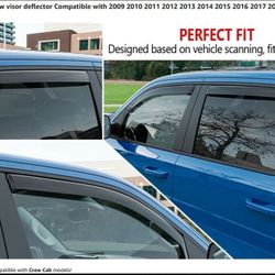 2009–2018 Ram 1500 Crew Cab- Xipoo Side Window Visors – 4PC Dark Smoke