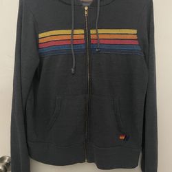 Aviator Nation 5 Stripe Navy Zip-Up Hoodie