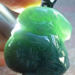 Certificate JADEITE Green Jade Hand Carved Pendant Rabbit basketball
