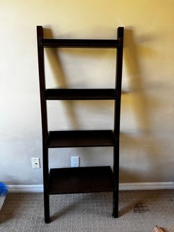 Dark Brown Wood Ladder Bookshelf
