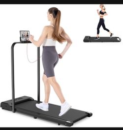 Folding Walking Pad with Handle Bar, 5MPH Portable Under Desk Folding Treadmill for Office and Home, 2.5HP Small Compact with Safety Lock, Brand new (