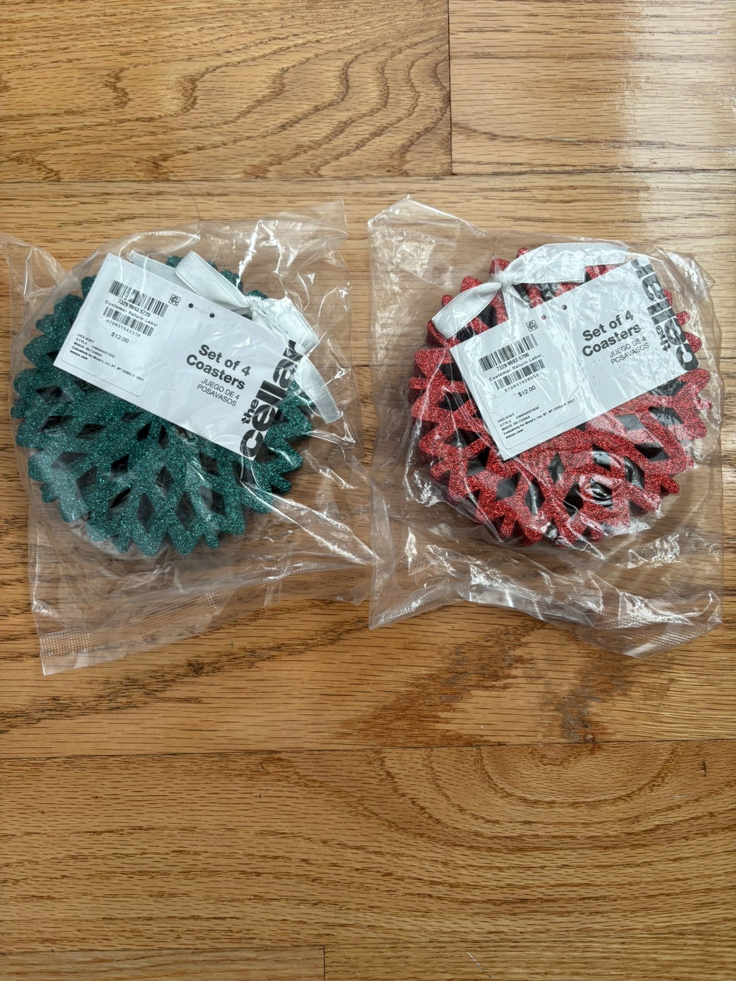 Set of 4 Glitter Snowflake Coasters