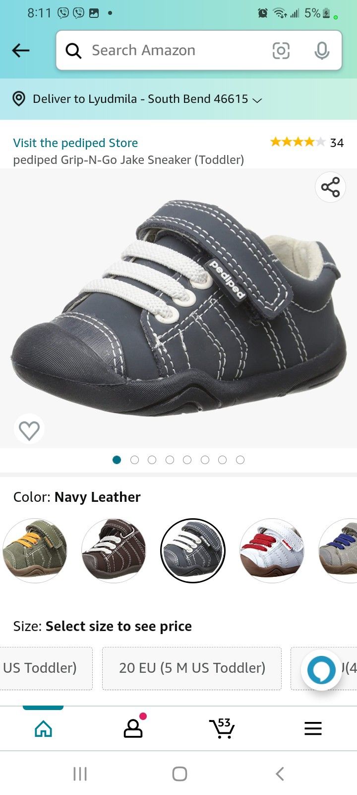 pediped Grip-N-Go Jake Sneaker (Toddler)
20(5M)