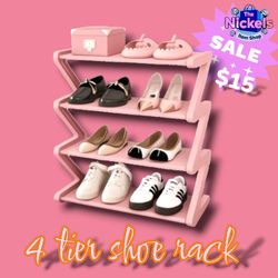 Shoe Rack - Pink Four Tier Shoe Rack 