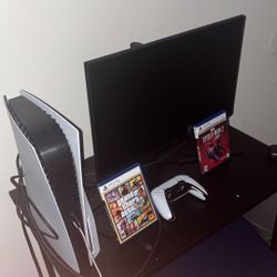 PS5 OG Disc Edition FULL Setup – 120z Monitor + Games + Headset 