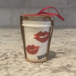 Red Lips Kisses Valentine’s Starbucks Cup Ornament