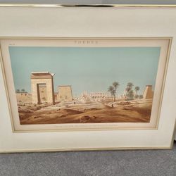 Augustus Binion Chromolithograph “Thebes View Of The Gate And Temples To The South Of Karnak 31.75” X 27”  