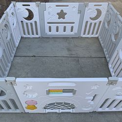 Soft play playpen, white and grey