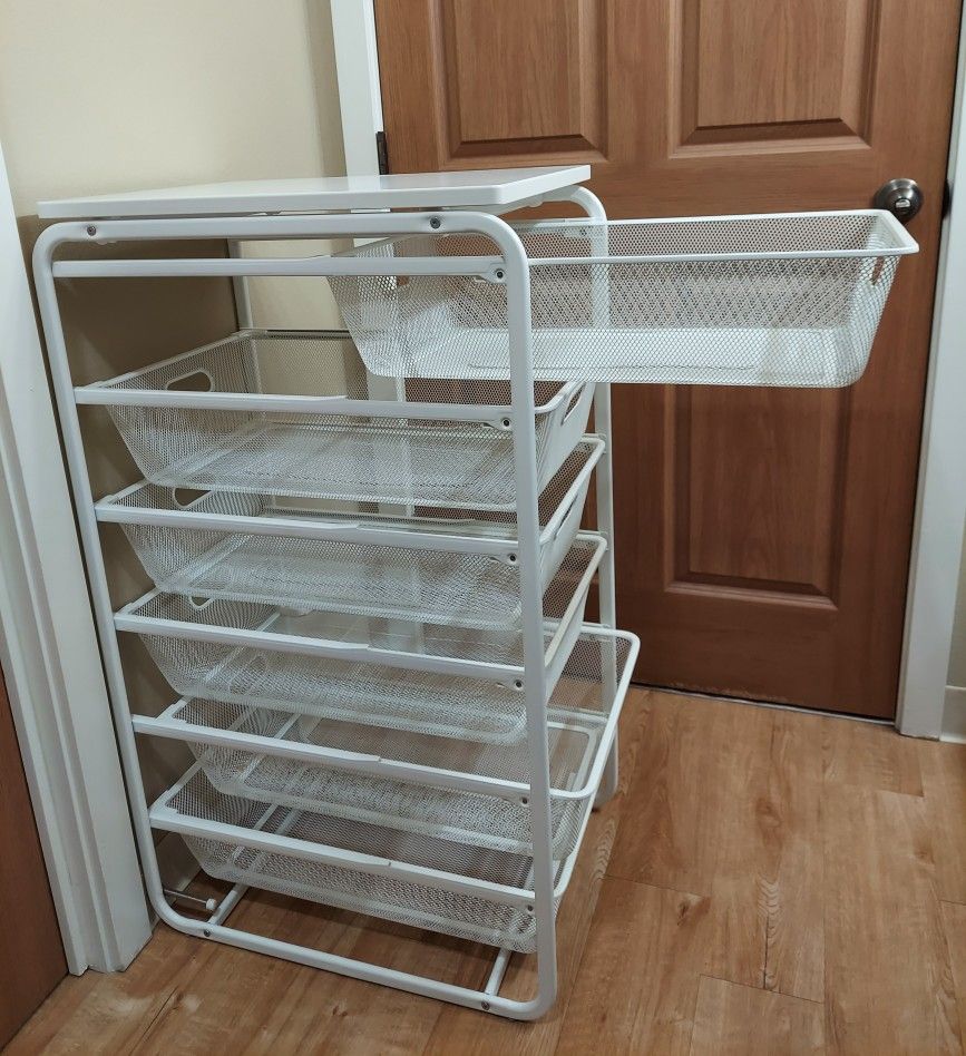 IKEA Algot Frame w/ 6 Baskets & White Top Shelf