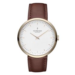 Nordgreen Women's 32MM Infinity Watch Gold/White/Brown Leather Strap H(contact info removed)