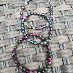 Persian Jade, Tourmaline, Purple Pearl, Opal, Multi Colored Matte Hematite Bracelets 