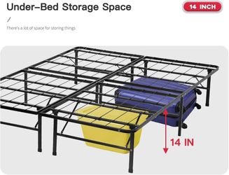 Bed Frame Foldable Heavy Duty Mattress Metal Platform Slat No Box Spring Needed Easy Assembly Noise-Free Black (Full)
