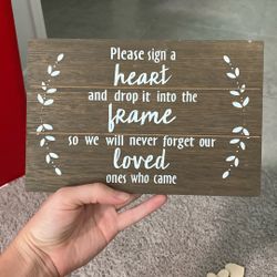 Sign For Wedding With Wooden Hearts