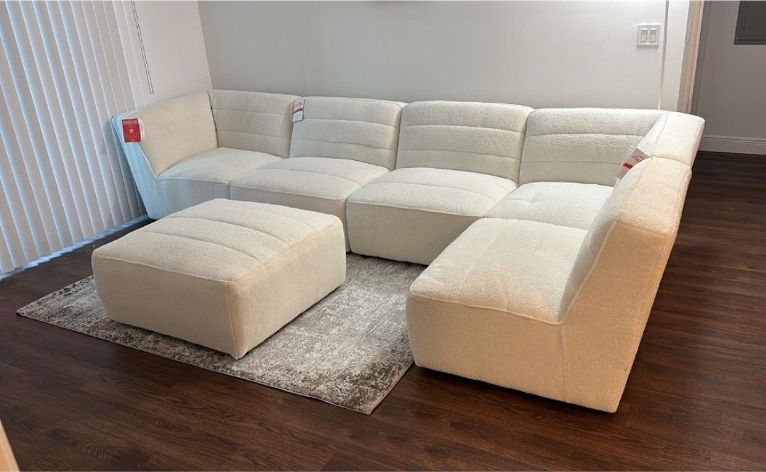 Cloud Sectional Sherpa Ivory Cubic Couch Modular 6 Pieces 