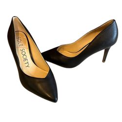 Sole Society Black Leather Stiletto Heels