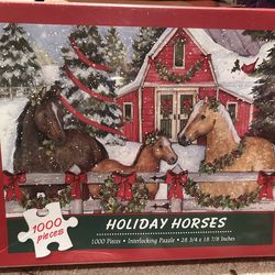 Holiday Horses 1000 Piece Christmas Puzzle - Holiday Jigsaw Puzzle, Great Gift, Unique Gift, 18 7/8 x 28 ¾”