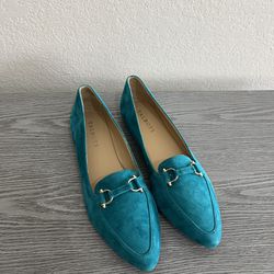 BRAND NEW Talbots Teal Blue Suede Leather Flats Women’s Shoes Size 7.5