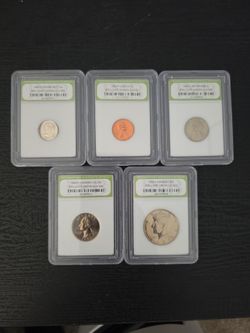 1989-P U.S. Mint Coin Set - 5 Slabbed Uncirculated Coins