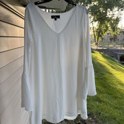 Lulus Guest of Honor White Flounce Sleeve Shift Dress