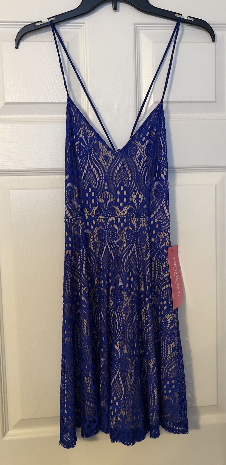 Royal Blue Lace Spaghetti Strap Short Dress Size medium