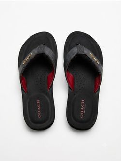 Coach Women’s Black/Red Flip Flops Sandals Size 6.5 B