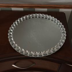 Lazy Susan Mirror Tray With Crystal Cubes