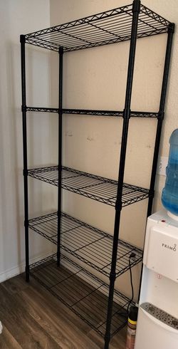 5-Shelf Adjustable Heavy Duty Steel Wire Storage Shelves for Garage, Kitchen, Easy Assembly, 36" x 14" x 72", Black