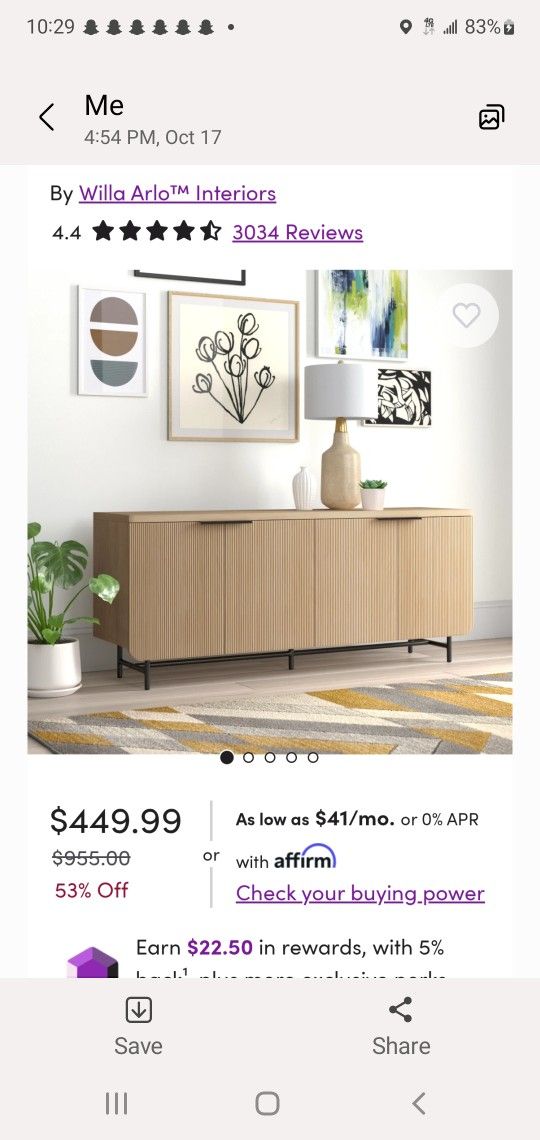 Reema Scandinavian Sideboard & TV Stand(New)