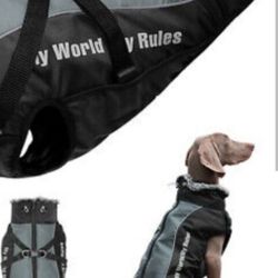 Winter Dog Coat/Jacket ~ Waterproof Reflective Size 4XL (45-59 lbs) Black/Grey