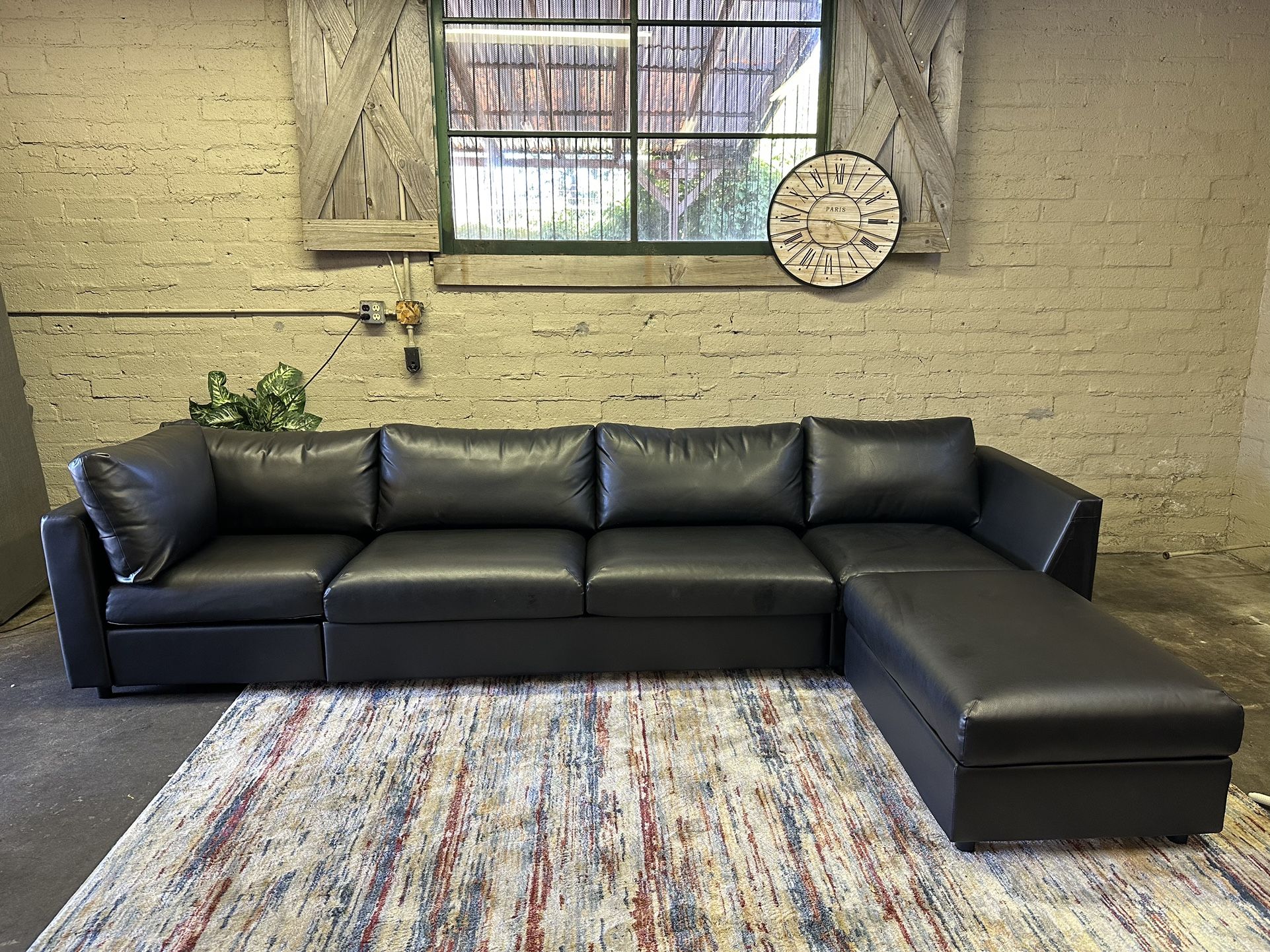 IKEA Vimle Sectional Leather Sofa Couch W/ Storage Ottoman & Pullout