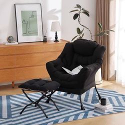 Lazy Chair with Ottoman, Modern Lounge Accent Chair with Armrests and a Side Pocket $80/2pcs