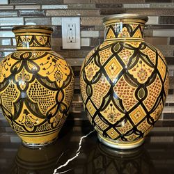 2 Sets Of Hand Painted Beautiful Jars
