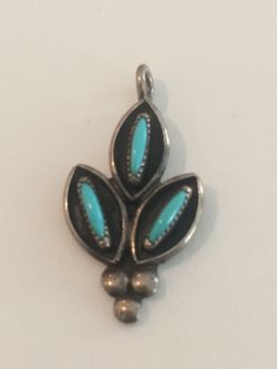 Vintage Turquoise Sterling Zuni Pendant