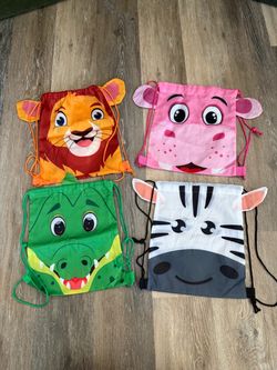 Set of 4 Mini Animal Drawstring Backpacks