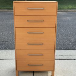 6-Drawer Tall Dresser – Light Wood Finish