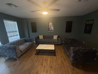 2-Piece Gray Velvet Sofa & Loveseat Set – Like New – Moving Sale