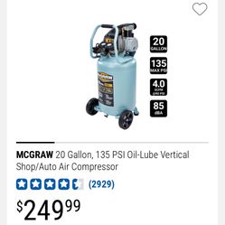 McGraw 20gal 135psi Air Compressor 