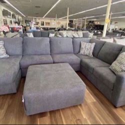 New Best Selling Gray Sectional Sofa Couch *Ottoman Sold Separately* 