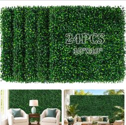 10"X10" 24Pack (16.8 sqft) UV-Anti Faux Greenery Privacy Fence Screen,