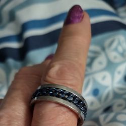 Men's Or Women's Ring Silver And Blue Topaz Size 11