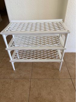 White Stackable 3-Tier Plastic Shoe Rack