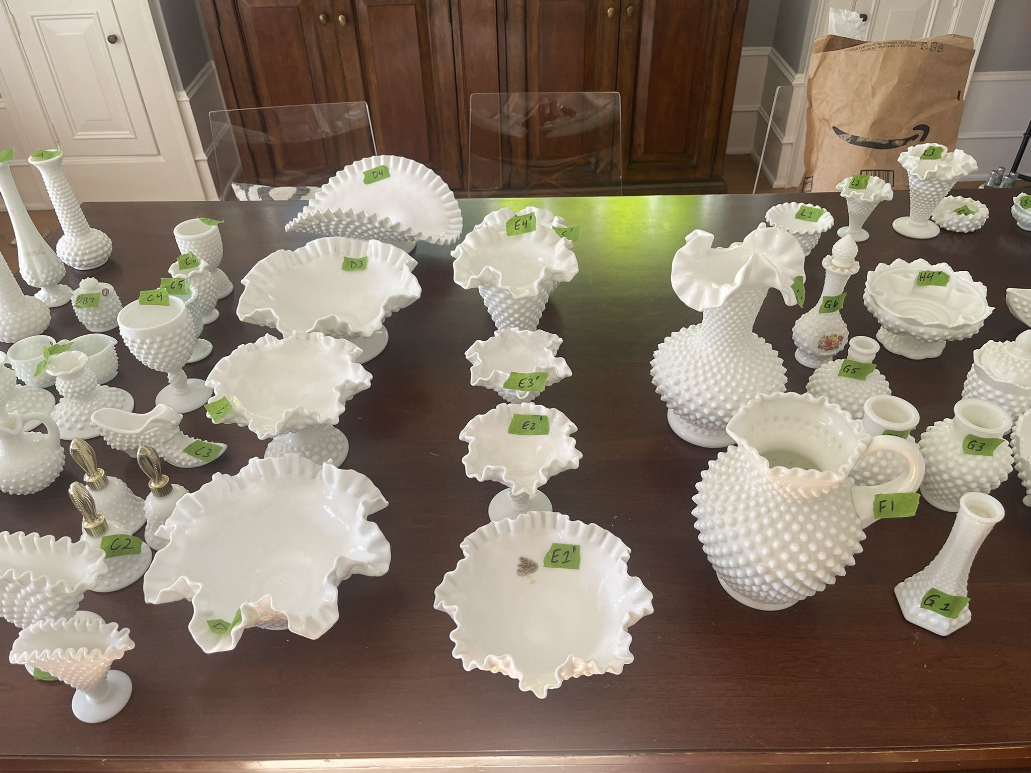Vintage hobnob milk glass collection- Estate Sale