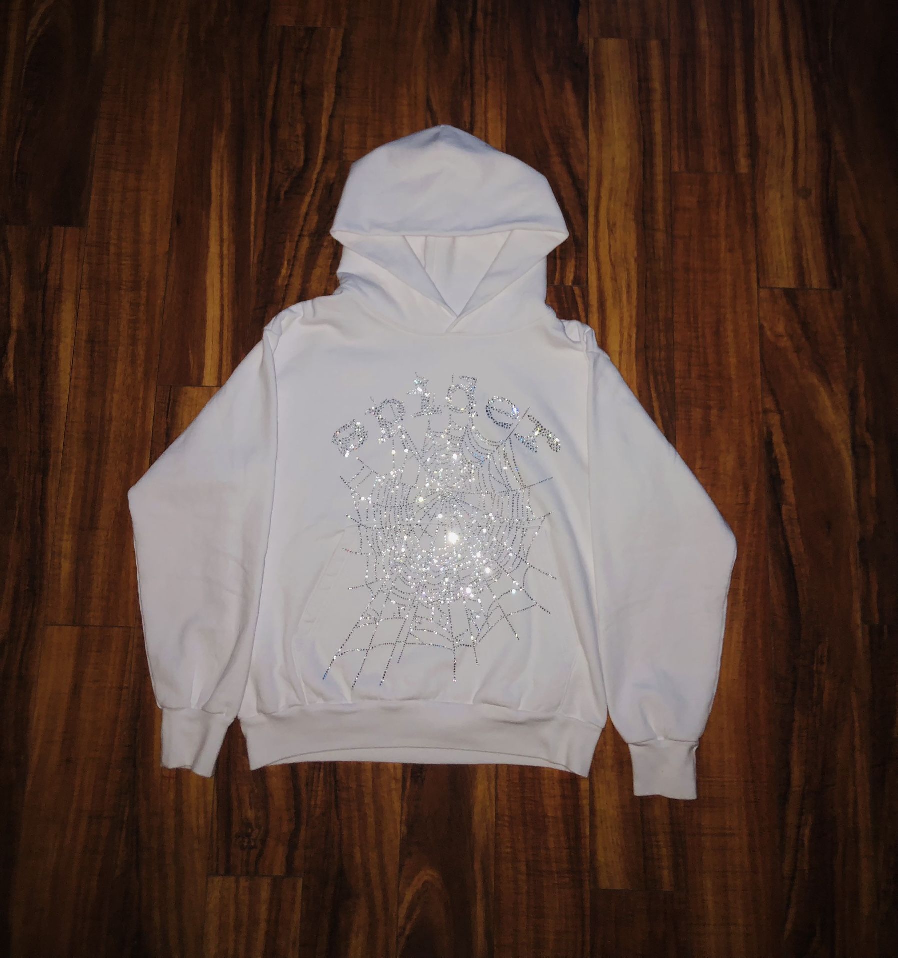 Spider Hoodie - White Rhinestone